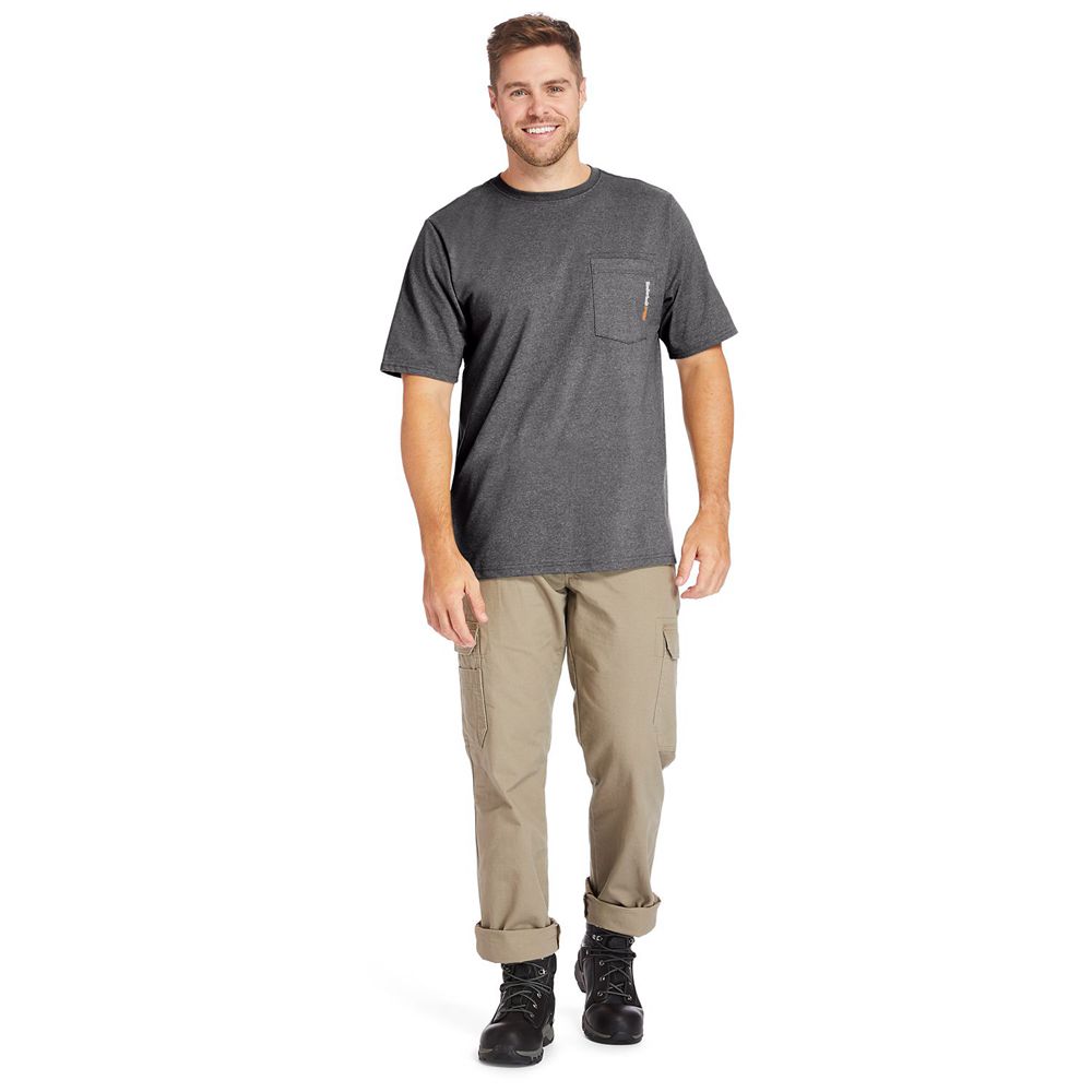 Camisetas Timberland Hombre Pro® Big & Tall Base Plate Short-Sleeve Gris Oscuro - Chile WVN-036571